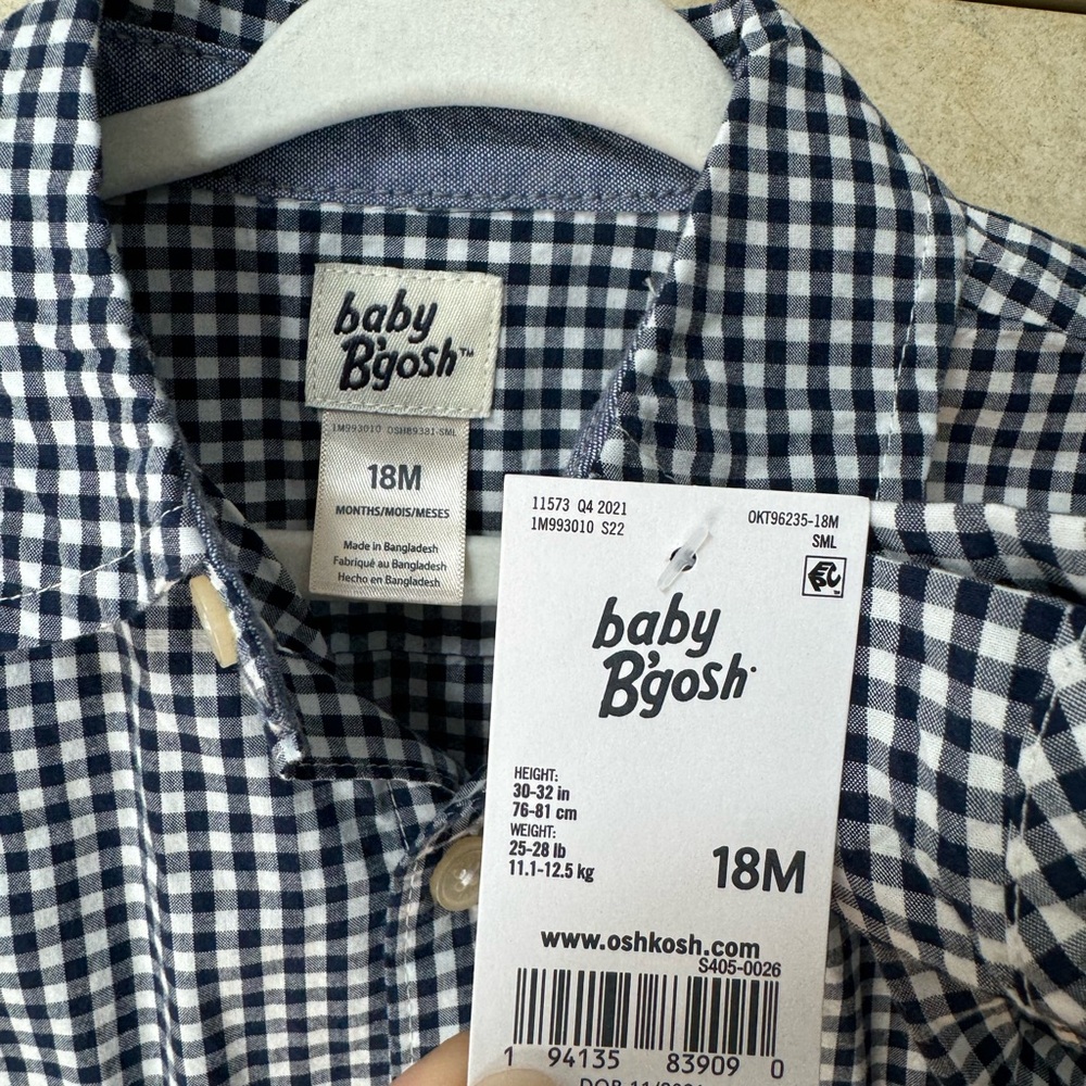 Black & White Plaid Half Long Sleeve Onesie